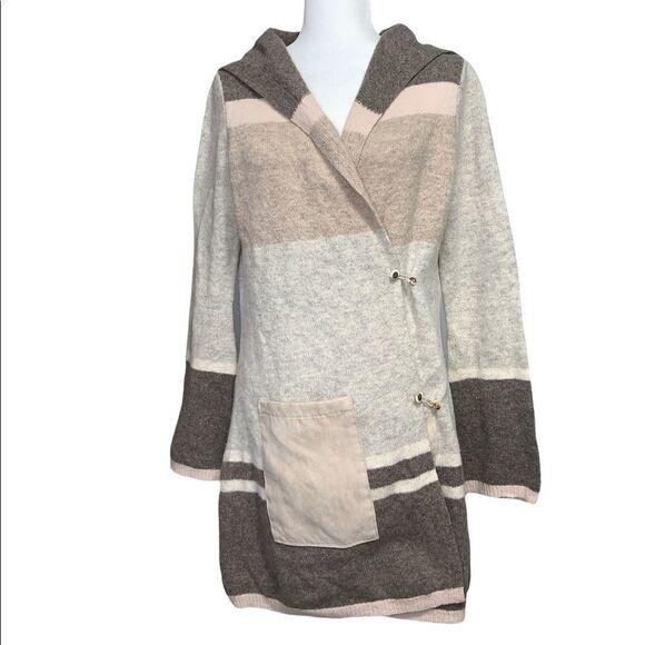 ANTHROPOLOGIE Angel Of The North Pure Lambswool Long Cardigan / Sweater Stripe - Picture 1 of 10